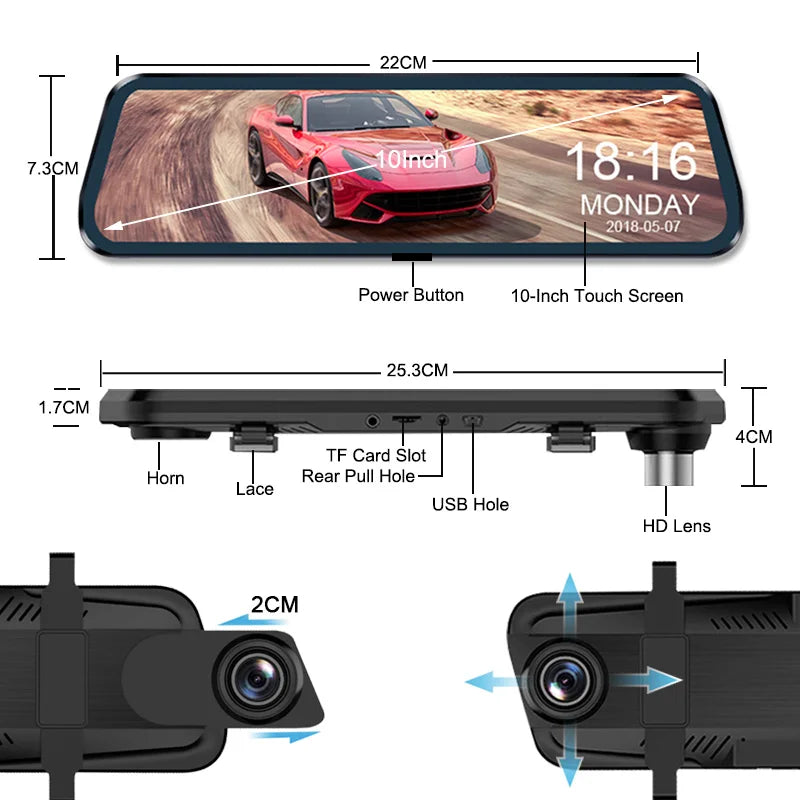 Hawk Eye Smart Mirror Dash Cam 1080p