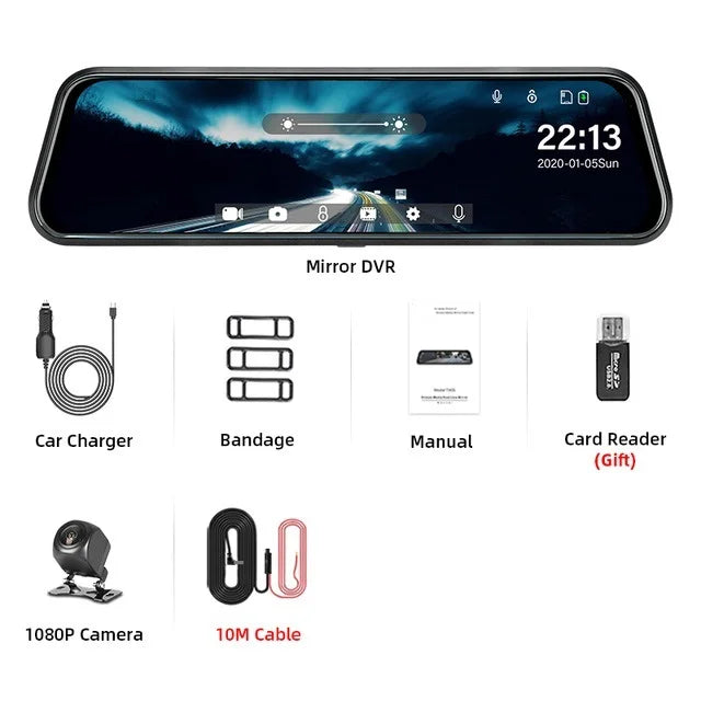 Hawk Eye Smart Mirror Dash Cam 1080p