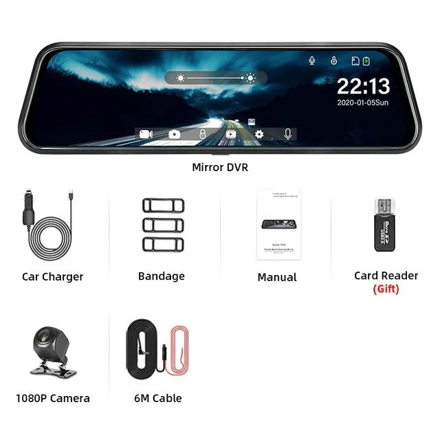 Hawk Eye Smart Mirror Dash Cam 1080p