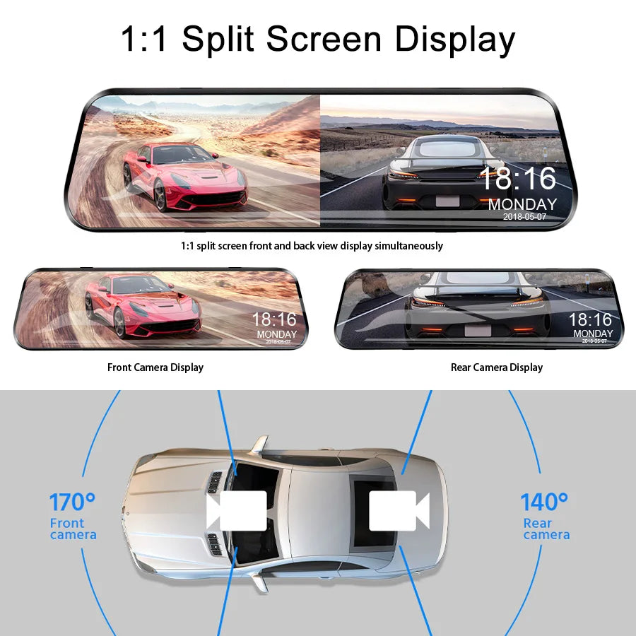 Hawk Eye Smart Mirror Dash Cam 1080p